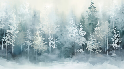 Abstract Christmas Frosty Forest Harmony