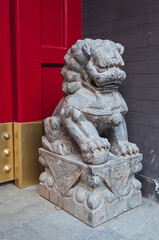 Traditional architecture - stone mendun in hutong in Beijing, China