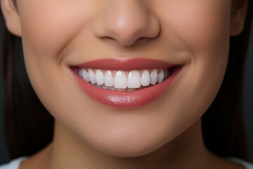 Fototapeta premium A radiant smile that gleams with newfound confidence after teeth whitening. Concept of enhancing self-esteem. Generative Ai.