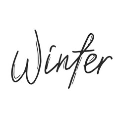 Winter lettering word in doodle style.