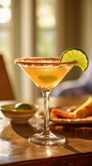 a spicy margarita mocktail in a home setting. Luxury