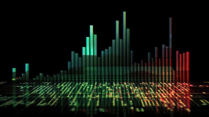 Candlestick pattern on a stock market chart, with alternating green and red hues