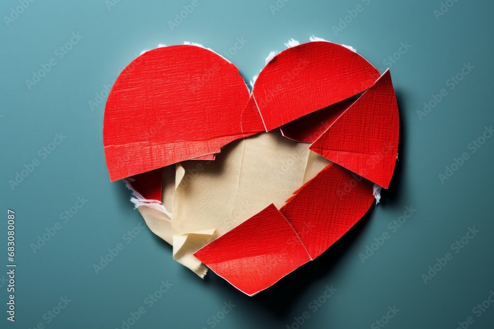 Poster torn heart. background with selective focus and copy space