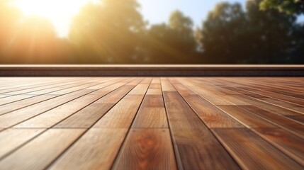Naklejka na ściany i meble Plank floor background with a diagonal deck in a perspective view