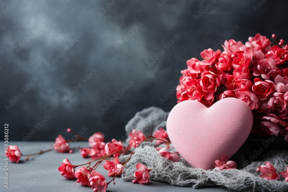 Poster composition with a heart for a postcard for february 14th. background with selective focus and copy 