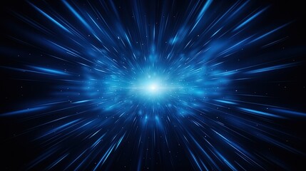 Zoom effect: Bright light blue lights radiate from the center on a dark blue background