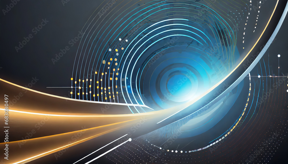Poster abstract technology background with led light effect and circle lines