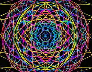 abstract geometric pattern of lines and shapes, abstract multicolored emotion