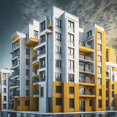 abstract Real estate background - residential apartment buildings with exterior
