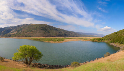 Fototapeta na wymiar nature landscape view of the lake merrivos national park panorama