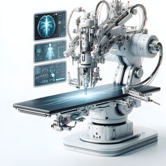 Futuristic Robotic Surgical Arm in High-Tech Operating Room - Precision Medicine and Advanced Robotics Concept in Healthcare