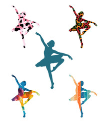 Fototapeta na wymiar Ballet Dancer Silhouette Dancers Poses Silhouettes