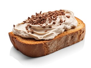 Chocolate Cream Toast Isolated, Hazelnut Cream on Toasted Bread, Cocoa Spread Breakfast
