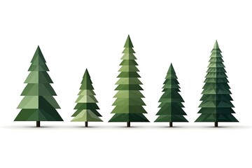 The concept of Christmas. Set of Christmas trees of geometric shapes on a white background