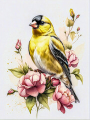 an exquisite artistic wall art painting expertly capturing the beauty of nature and wildlife, created using a diverse range of media including ink, acrylic paint, colored pencil, and pastel.