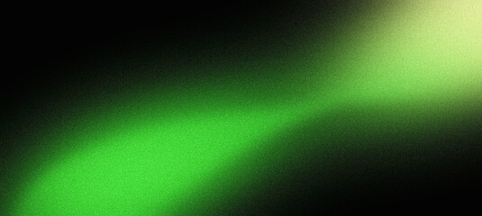 Green grainy glowing vibrant dynamic wave on black background noise texture banner design abstract poster backdrop © AdGraphics