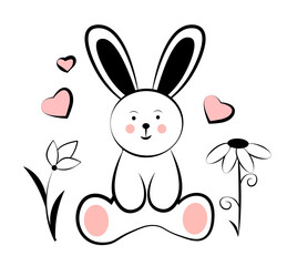 Obraz premium Cute bunny on white background