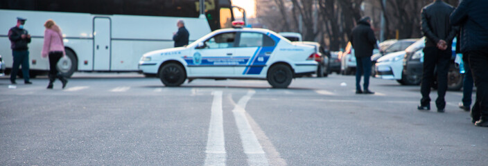 police car on the street