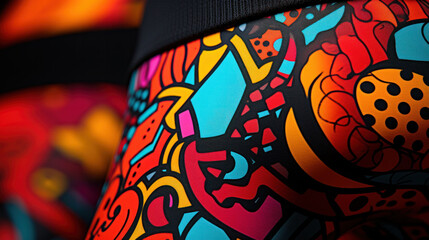 Art-inspired sports clothing featuring a kaleidoscope of graffiti motifs, perfect for the fashion-conscious athlete.