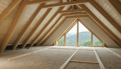 A Massive Timber Roof Structure - obrazy, fototapety, plakaty