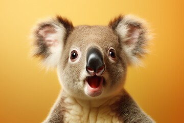 Studio portrait of shocked koala with surprised eyes