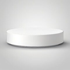 A 3D cylindrical pedestal display, a white circle podium stand isolated on a white background.