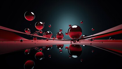 abstract background with spheres, blue and red with copy space