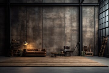 Capturing Creativity: Industrial Photography Studio with Wood and Concrete Elegance