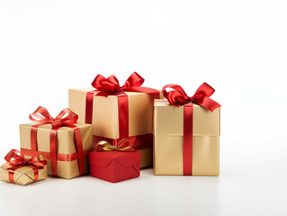 Obraz premium red and and gold gifts on a white background