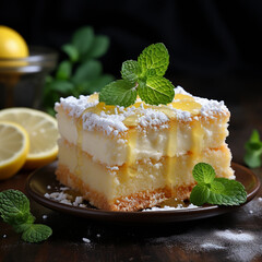 Delicious and inviting slice of cake ready to be served