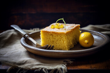 Delicious and inviting slice of cake ready to be served