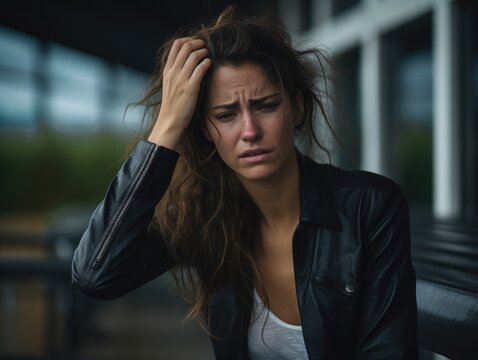 Mulher com expressão de tristeza e raiva. Problemas como depressão, ansiedade e transtornos podem ser associados a imagem para qualquer uso.