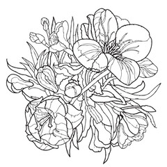Coloring on the theme of the flower. Vector illustration coloring book for adults and children.