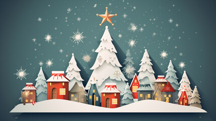 Ready to use Christmas holiday flat vector style postcard, with holiday feelings, in the holiday spirit.