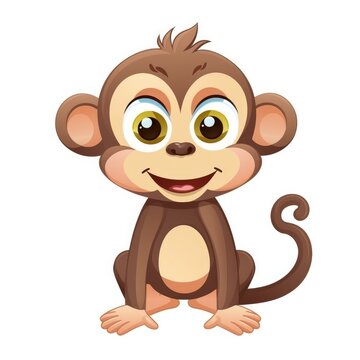 Cute Cartoon Monkey for Children's Books and Educational Materials