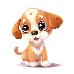 Adorable Cartoon Puppy with Heart Collar