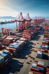 Wide Angle View of Port and Shipping Operations