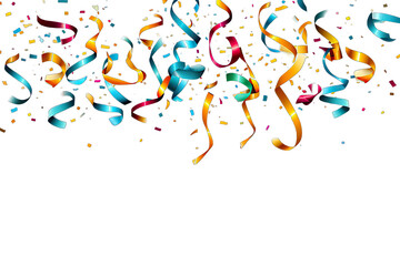 Fototapeta premium Luxury Small Confetti And Ribbons Full Color Falling Scattered On Transparent Background