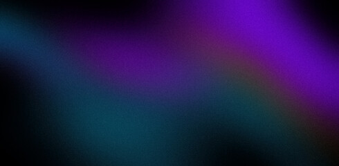 Neon dark blue purple orange green abstract blurred grainy background for website banner. Color gradient, ombre, blur. Desktop design. Large, wide template, pattern. Colorful, mix, bright, fun pattern