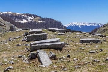 Ancient tombstones in the mountains