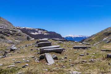 Ancient tombstones in the mountains