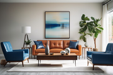 Modern bright interiors. 3d rendered illustration of a living room