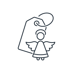 Christmas holiday sale.  Vector linear illustration icon isolated on white background.