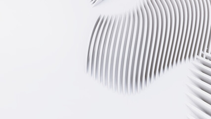 Abstract Curved Shapes. White Circular Background.