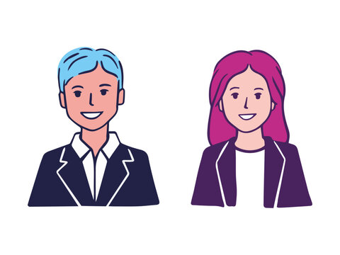 Bussines people, male and female characters. Hand drawn style vector design illustrations.