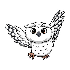 Cute snowy owl cartoon on white background