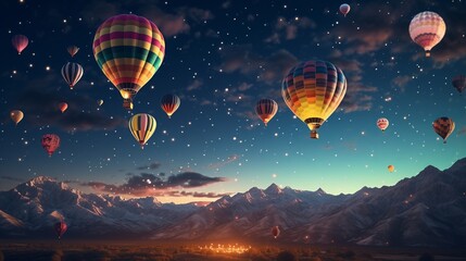 A Majestic Display of Colorful Hot Air Balloons Soaring Through the Sky