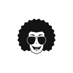 Afro Hair Funky man with aviator glasses Logo Symbol Design Template Flat Style Vector