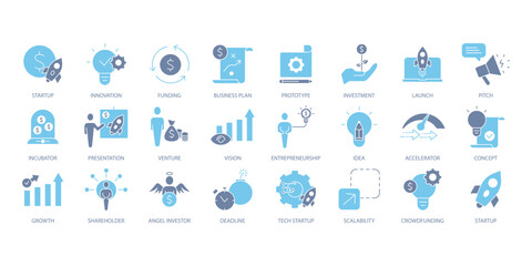 Startup icons set. Set of editable stroke icons.Vector set of Startup