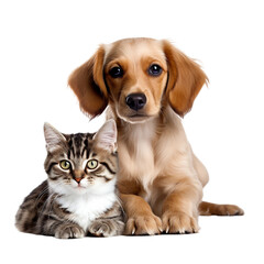 cat and puppy on transparent background PNG image
